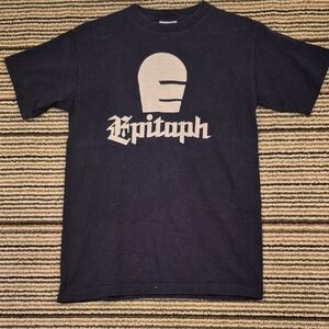 EPITAPH Punk Record Label Optima‎ Black Cotton Mens Small Short Sleeve T Shirt